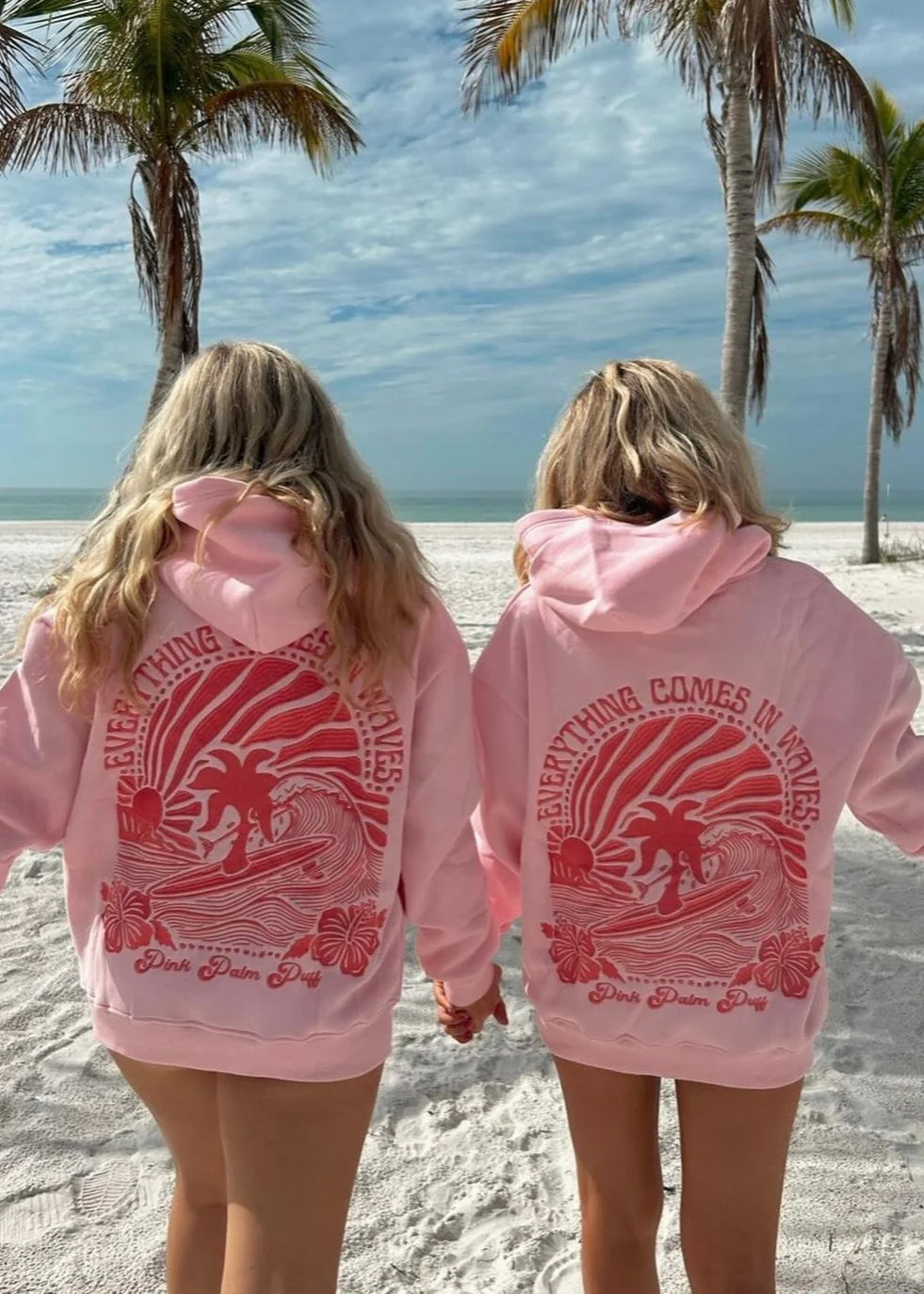 "Everything Comes in Waves" Hoodie in Pink - Image 8