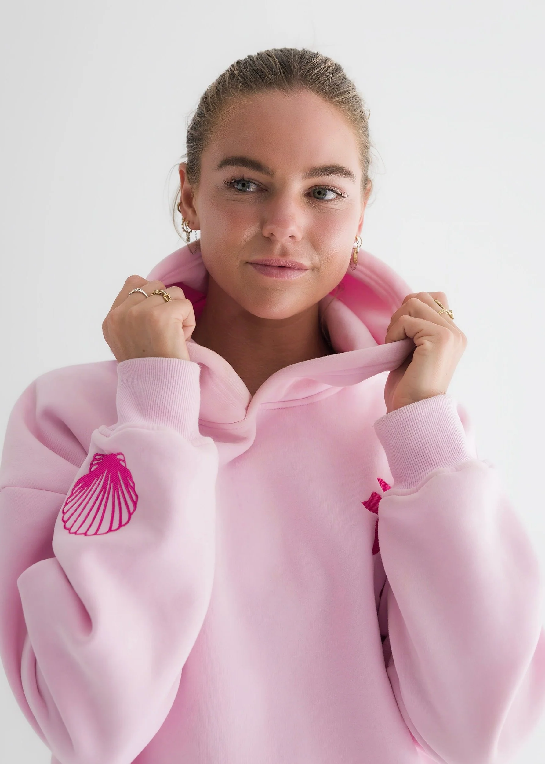 "Hawaii Hibiscus" Hoodie in Blush - Image 4