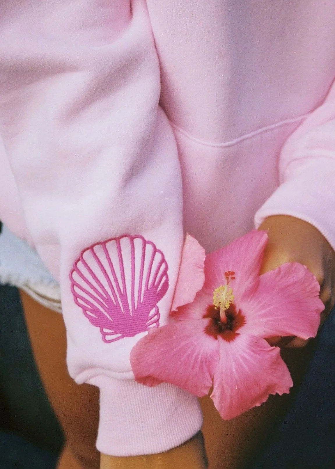 "Hawaii Hibiscus" Hoodie in Blush - Image 6
