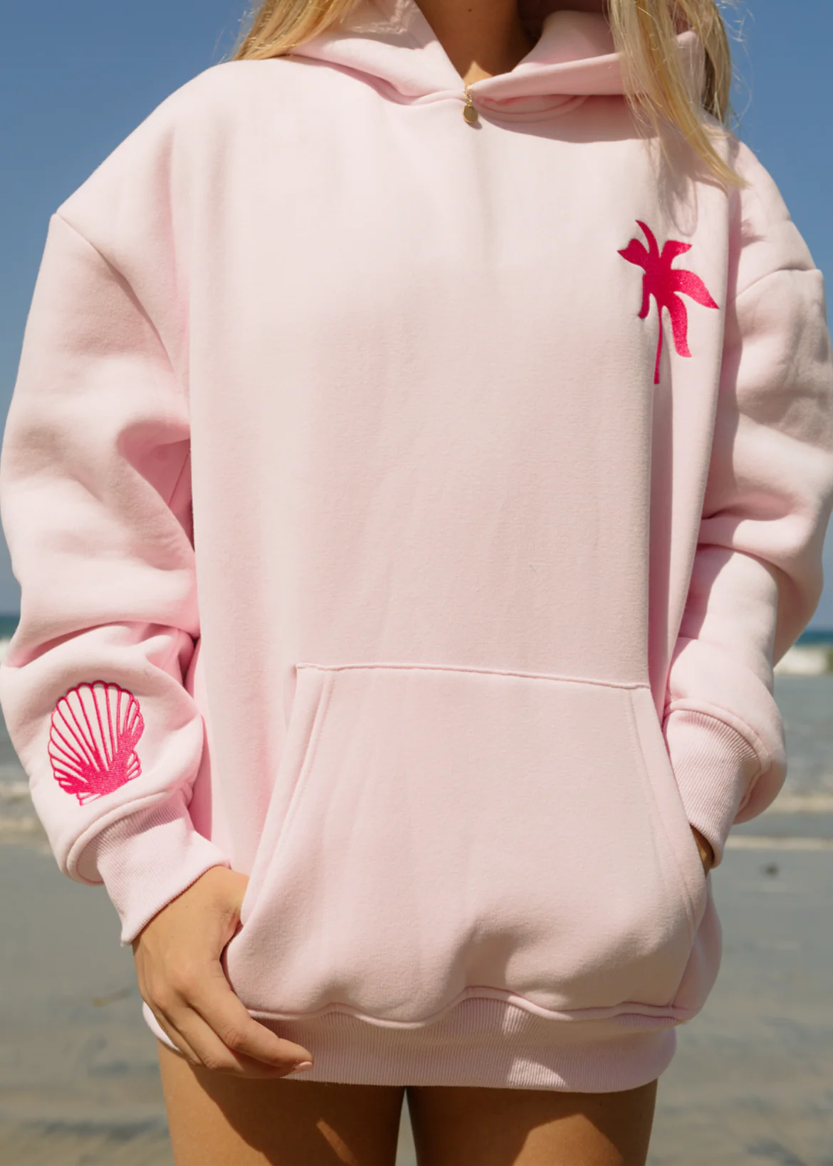 "Hawaii Hibiscus" Hoodie in Blush - Image 7