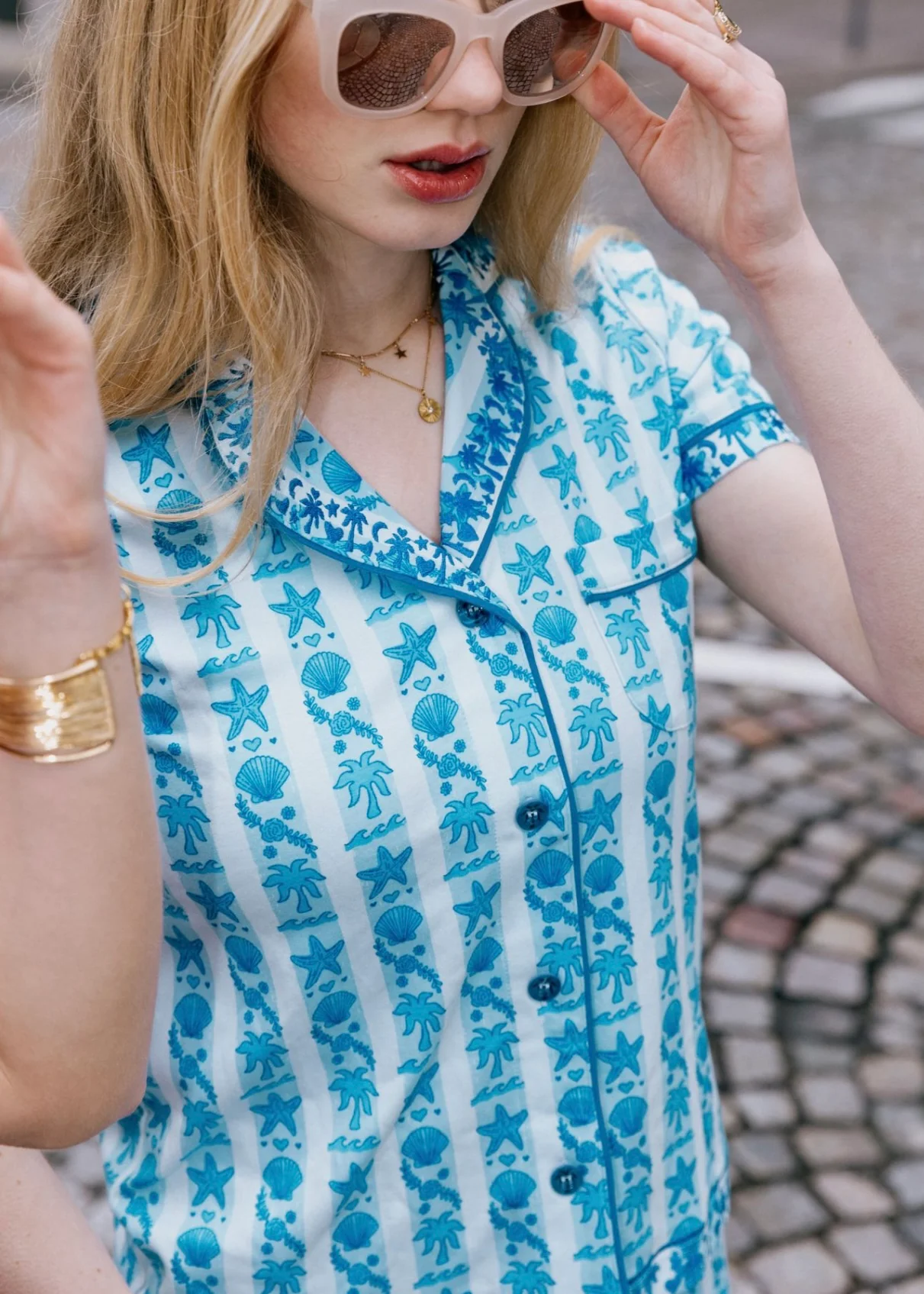 Pink Palm Pajamas in Seabreeze - Image 5