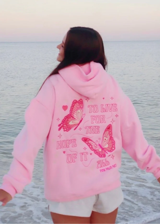 "To Live For the Hope of it All" Hoodie in Pink - Image 3