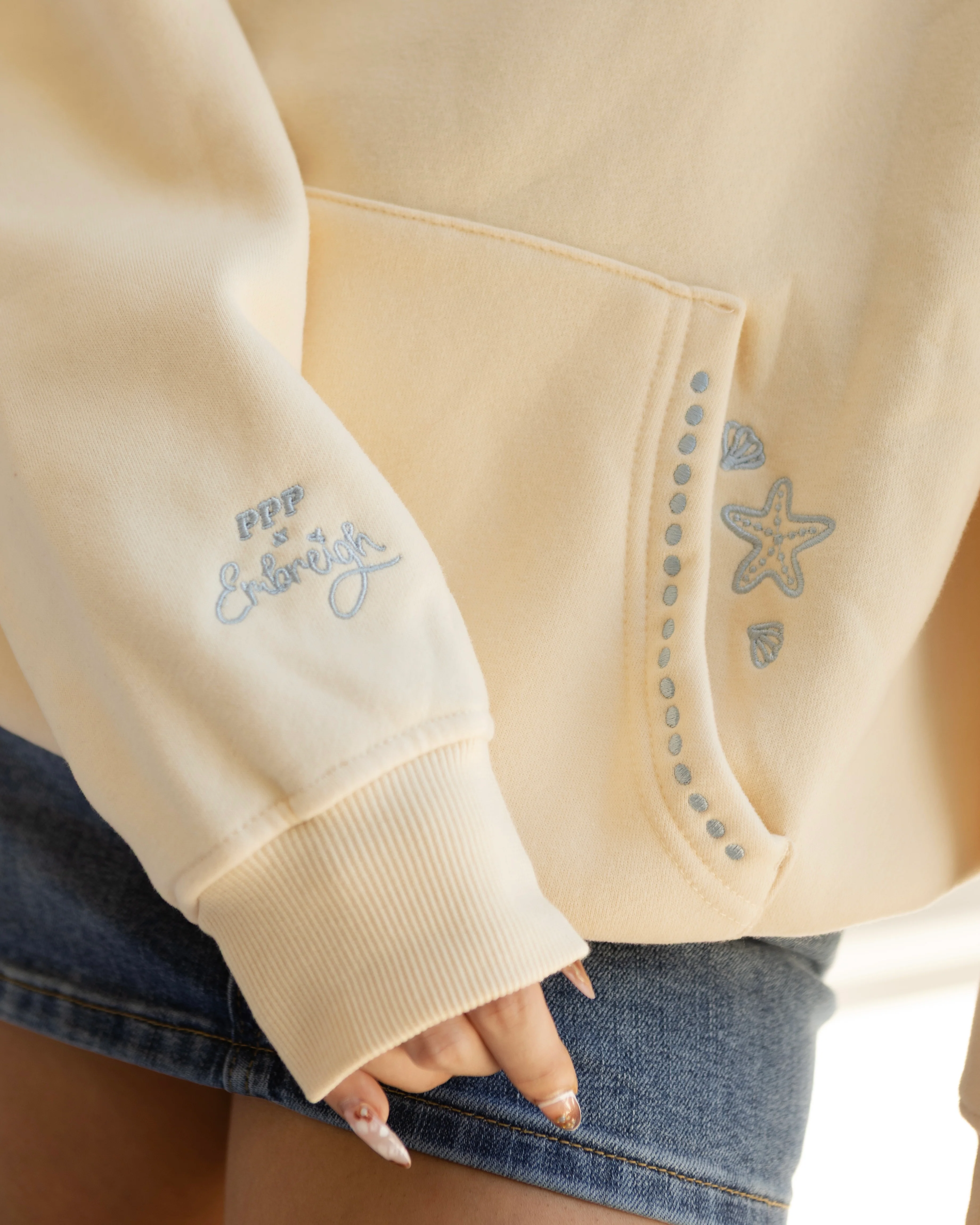 "Live in the Moment" Hoodie in Sand - Image 5